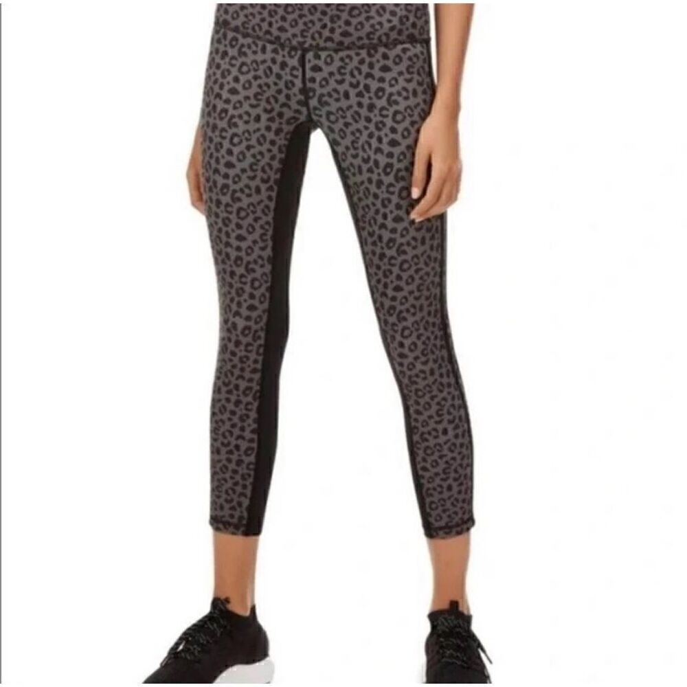 ALL FENIX Gray Black Leopard Print Leggings Large‎